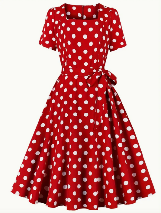 Retro chic  - smuk vintage polka kjole til forår/sommer