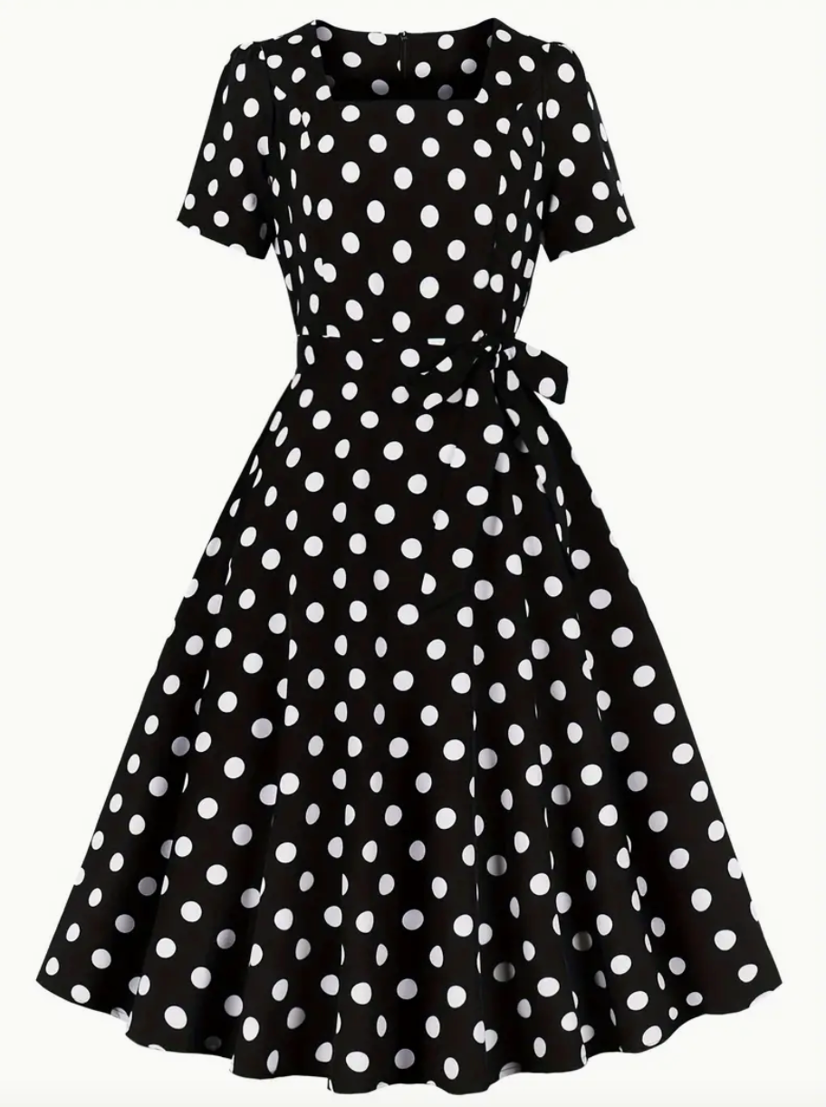 Retro chic  - smuk vintage polka kjole til forår/sommer