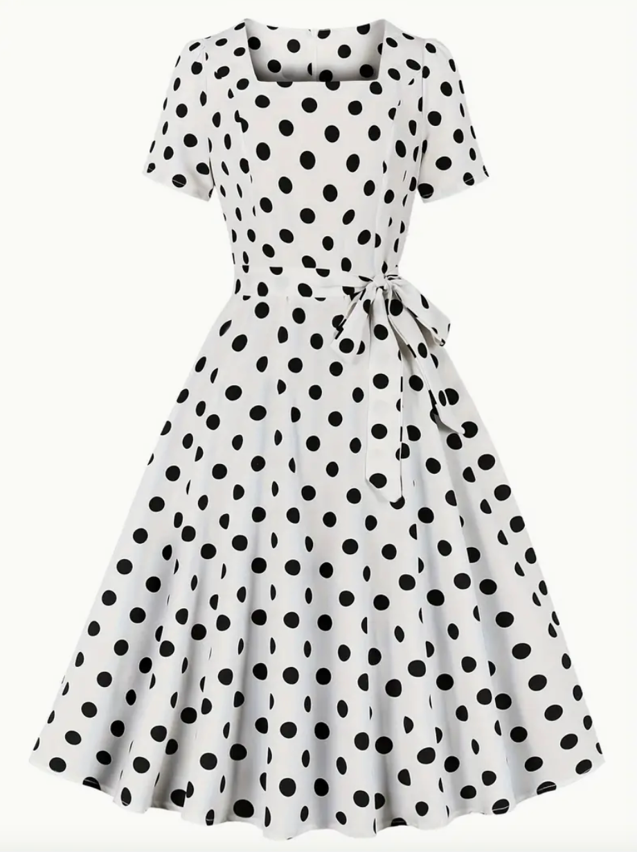 Retro chic  - smuk vintage polka kjole til forår/sommer