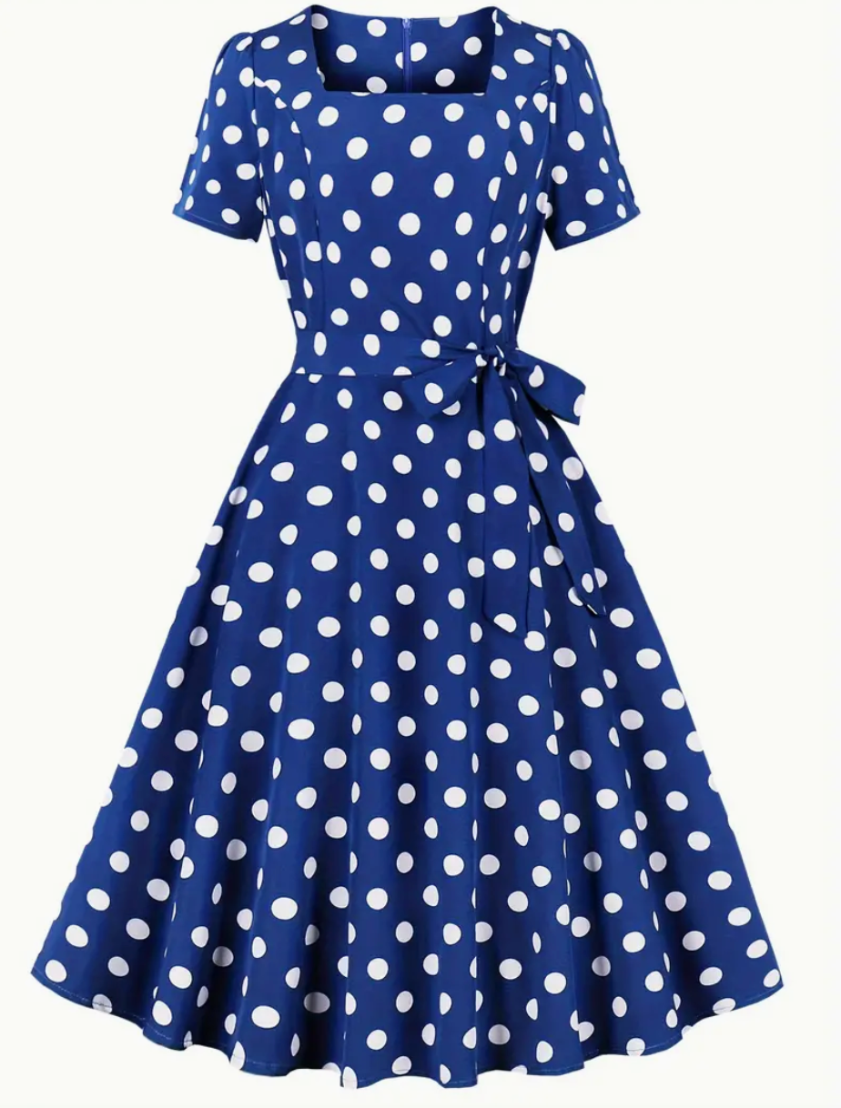 Retro chic  - smuk vintage polka kjole til forår/sommer