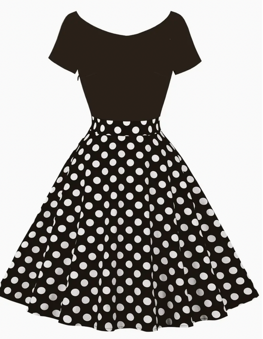 Retro chic  - smuk vintage polka kjole til forår/sommer