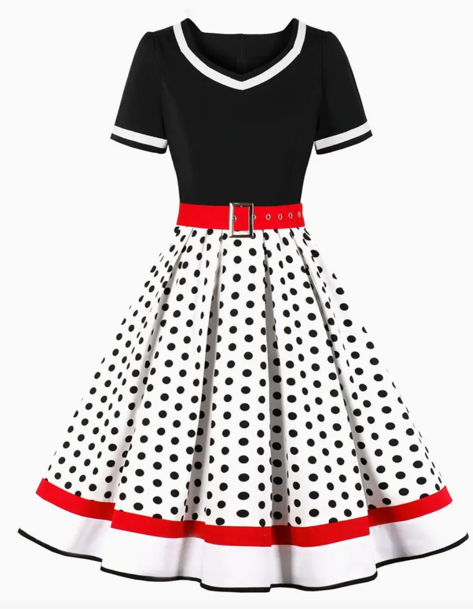 Retro chic  - smuk vintage polka kjole til forår/sommer