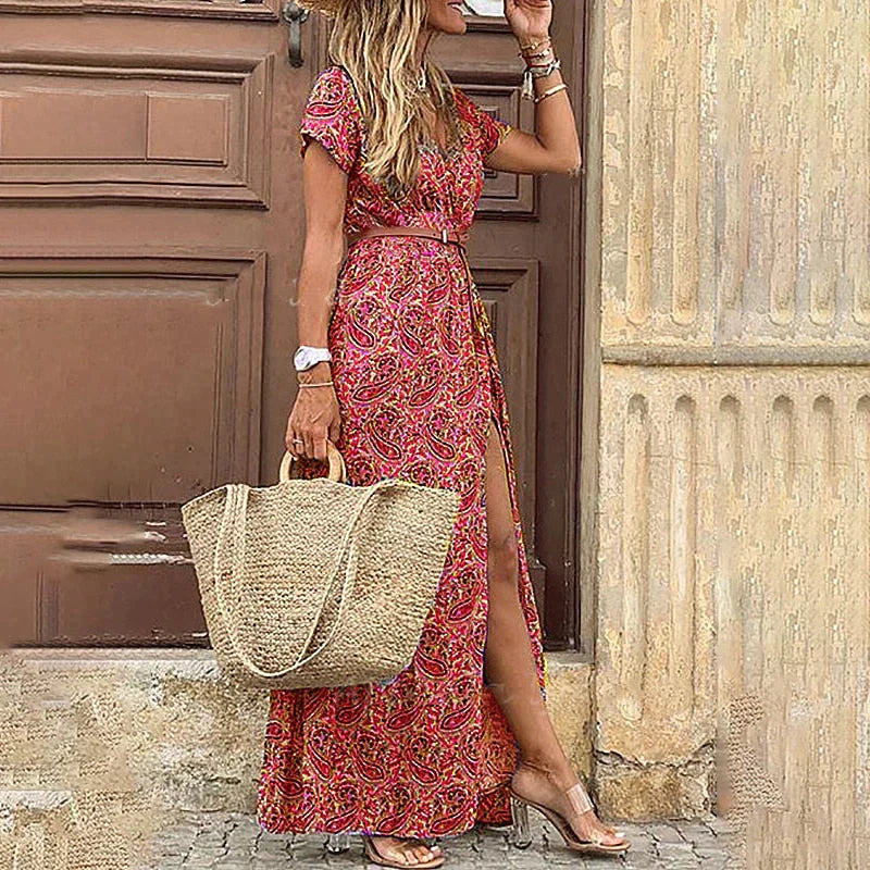 BONIA - lang maxi kjole i boho stil