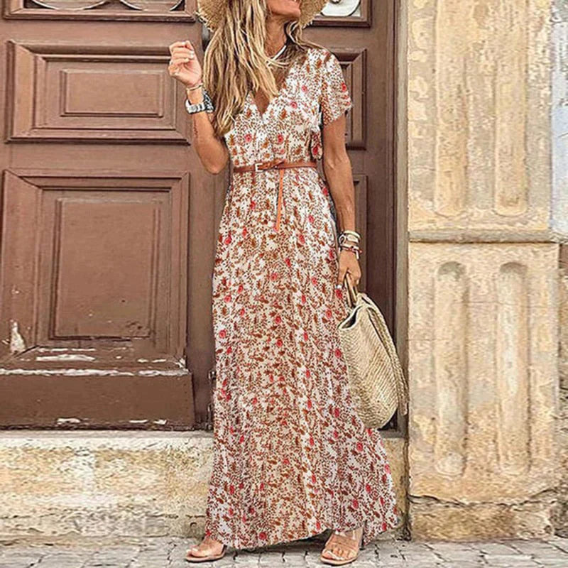 BONIA - lang maxi kjole i boho stil